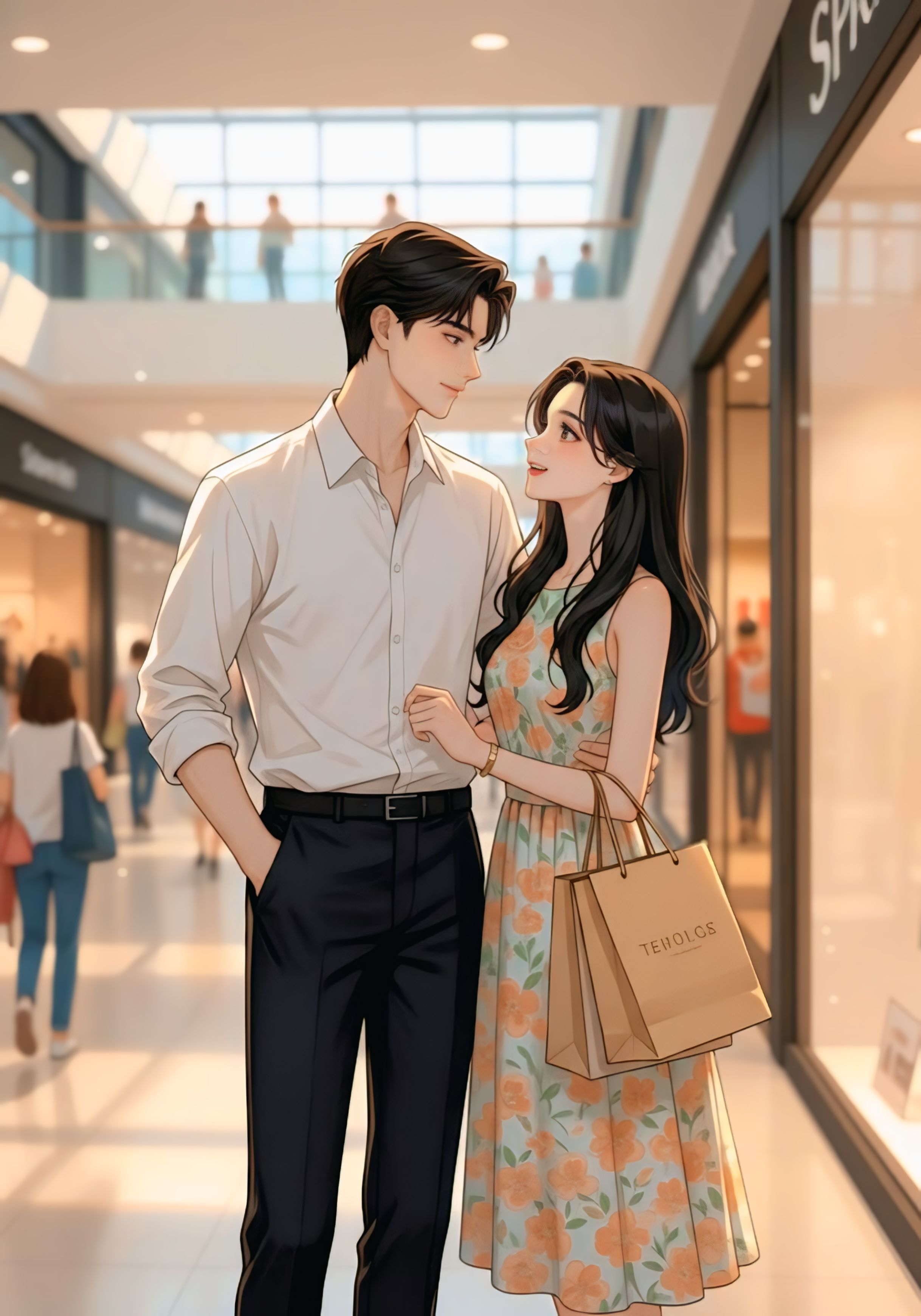 romantic-asian-couple-shopping-mall-date
