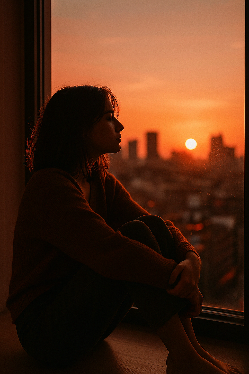 Girl sit by the window