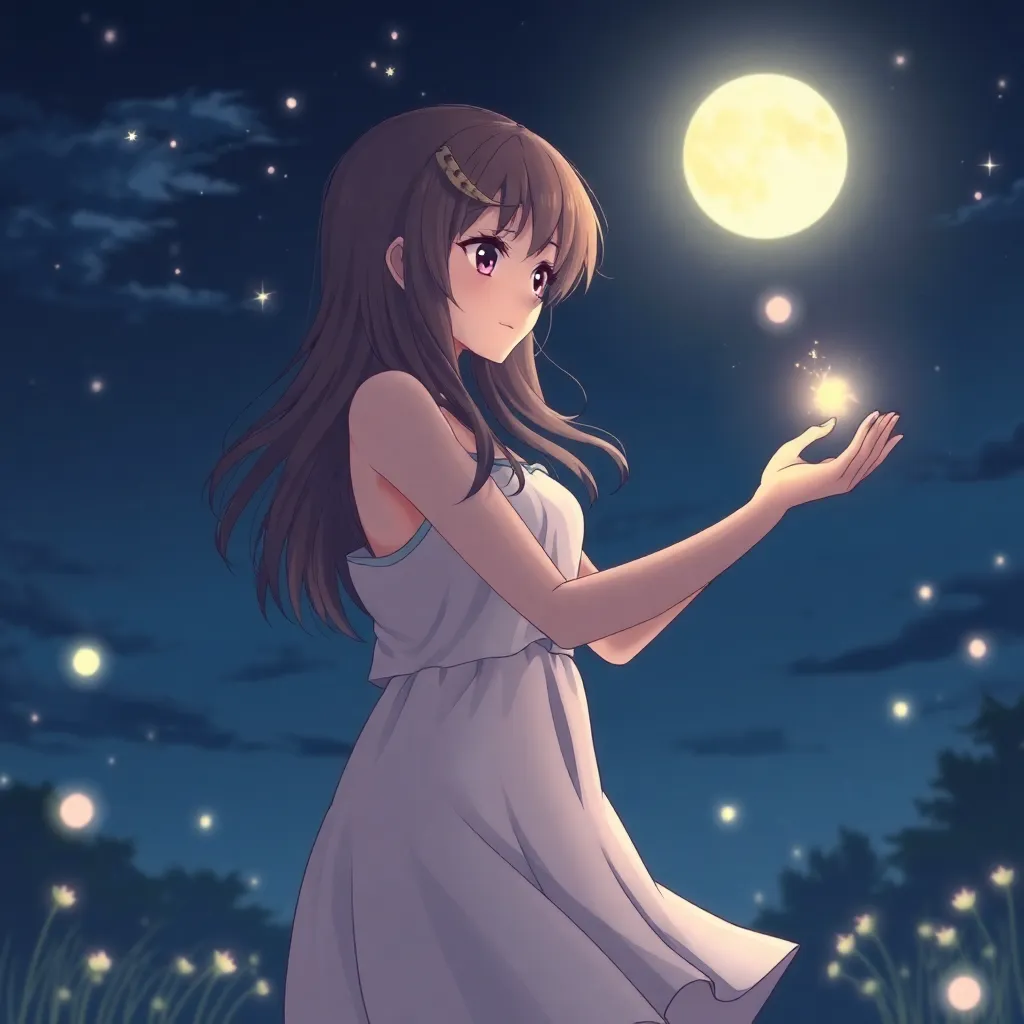 Girl reaching out gently as a firefly