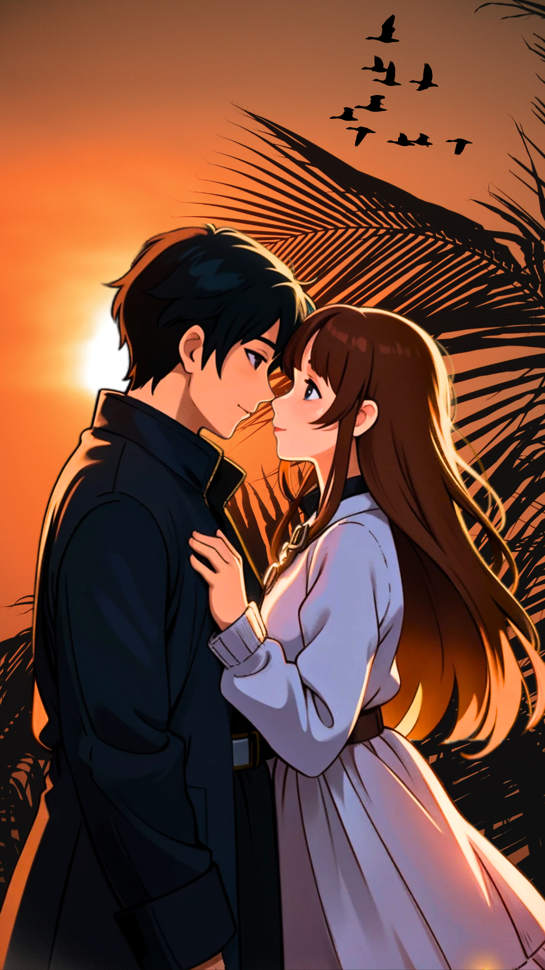 anime-couple-sunset-romantic-hug-wallpaper